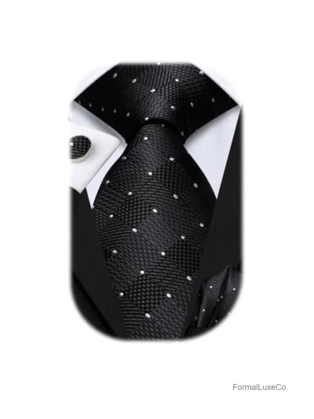 Men's Silk Tie Set - Necktie, Pocket Square & Cufflinks - Wedding Business